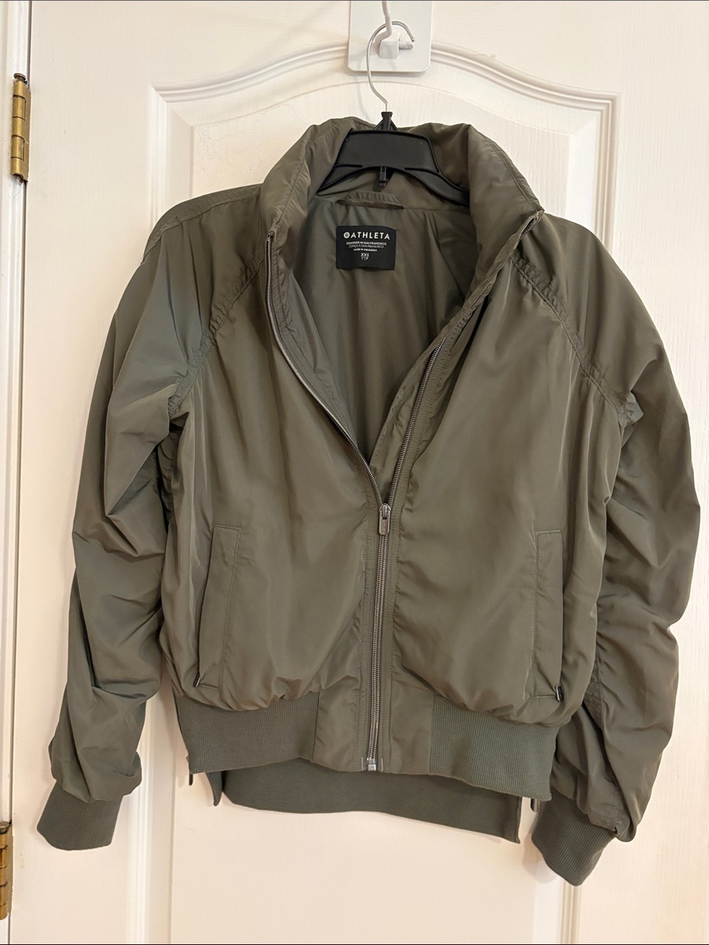Athleta Olive Green Jet Set Bomber Jacket